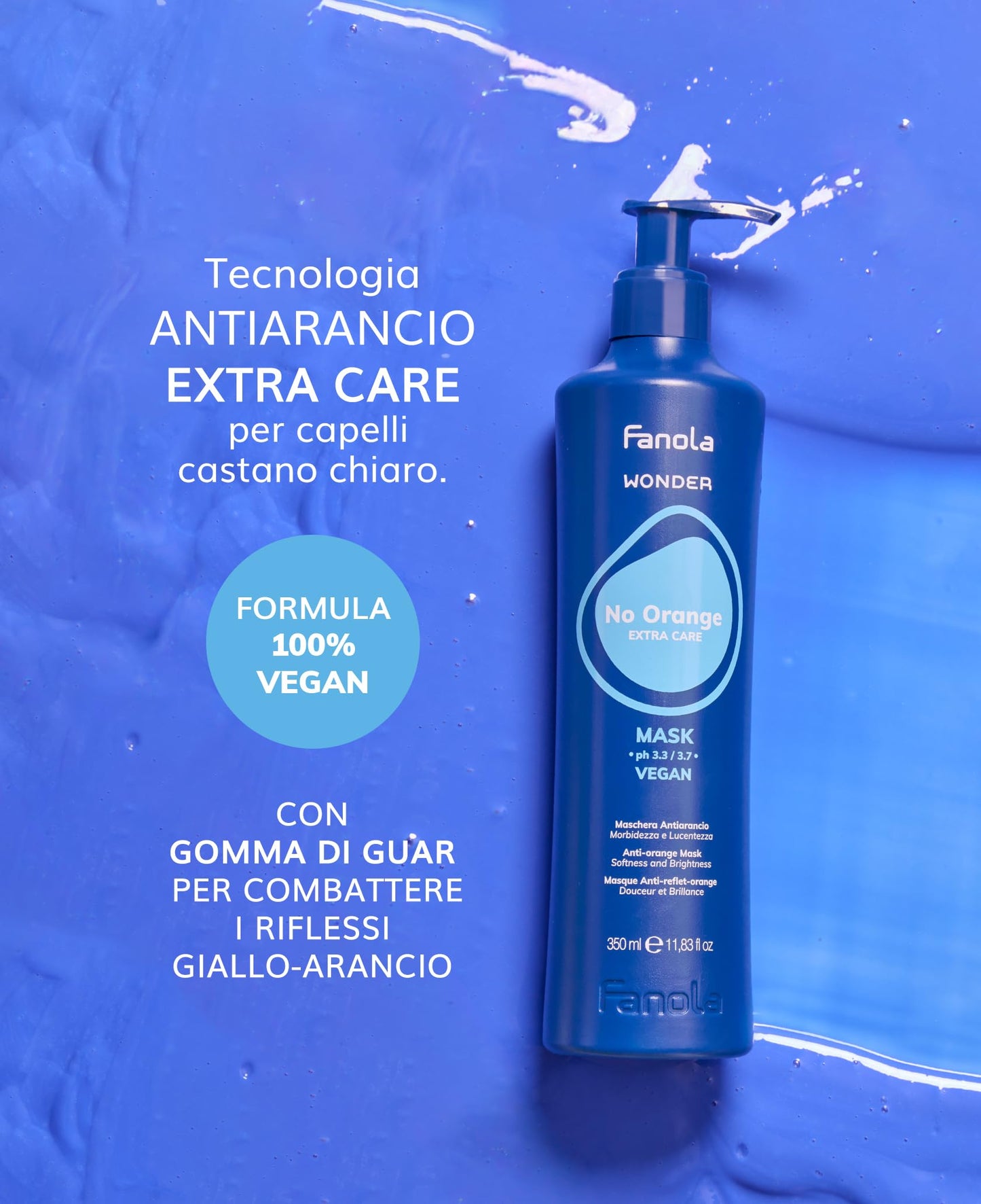 Fanola No Orange Mask, Anti-Orange Tones Mask that Conditions, Detangles and Moisturizes Hair, Vegan Formula, 1000ml