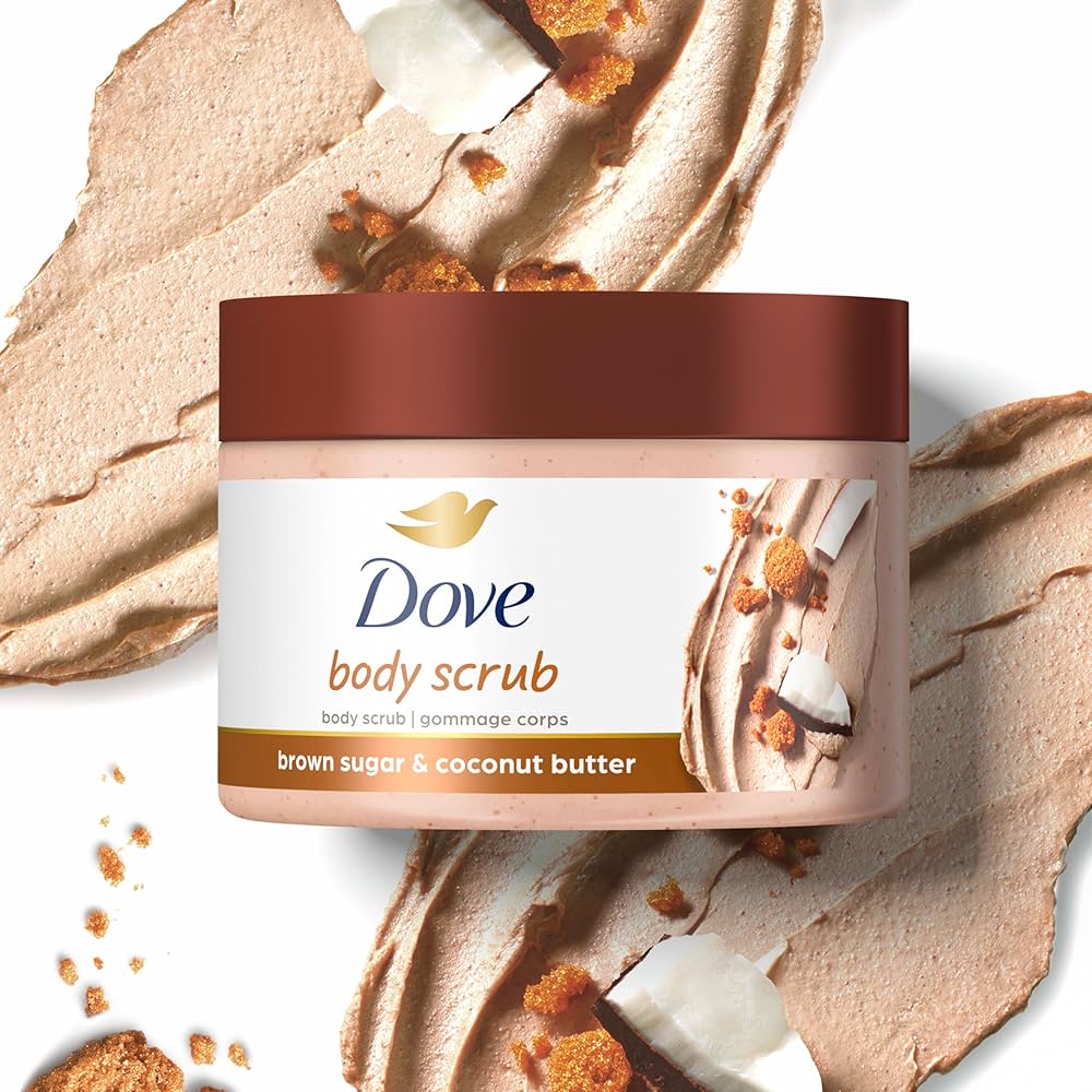 Dove Scrub Brown Sugar & Coconut Butter For Silky Smooth Skin Body Scrub Exfoliates & Restores Skin's Natural Nutrients 298ml