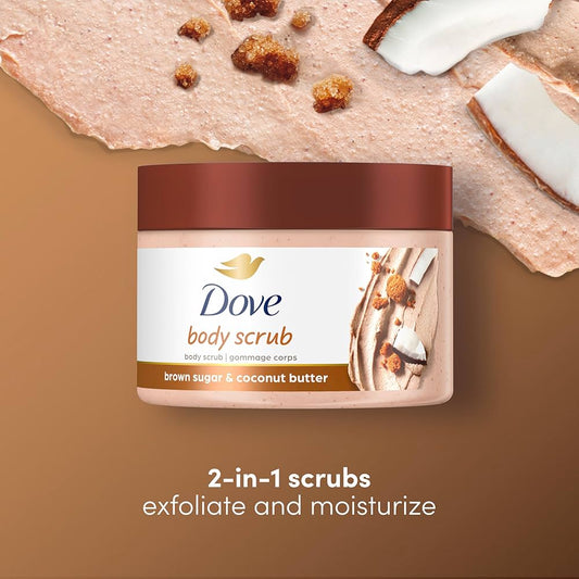 Dove Scrub Brown Sugar & Coconut Butter For Silky Smooth Skin Body Scrub Exfoliates & Restores Skin's Natural Nutrients 298ml