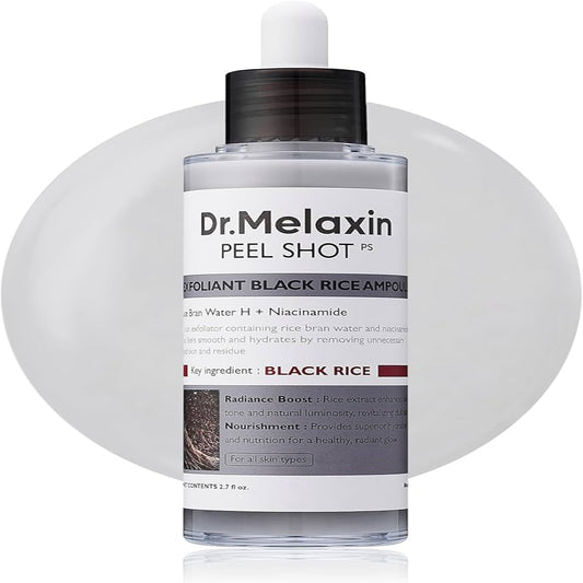 Dr. Melaxin Peel Shot Glow Black Rice Peeling Ampoule – Gentle Exfoliating Serum for Radiant, Smooth & Healthy Skin, 80ml